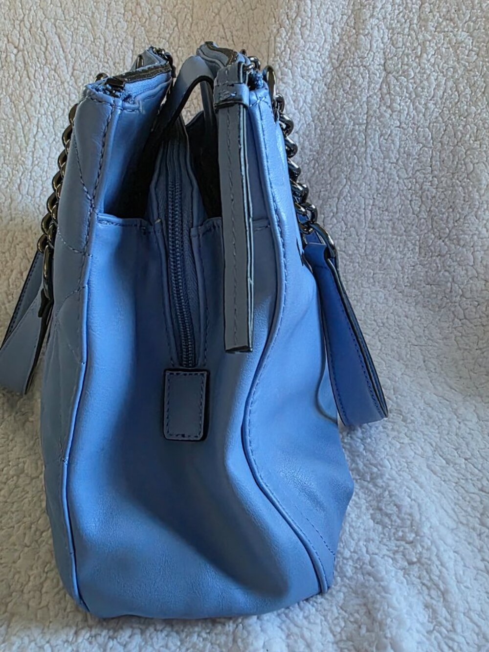 "Simply Vera" Vera Wang Buena Satchel Quilted Blue Purse - Picture 4 of 6